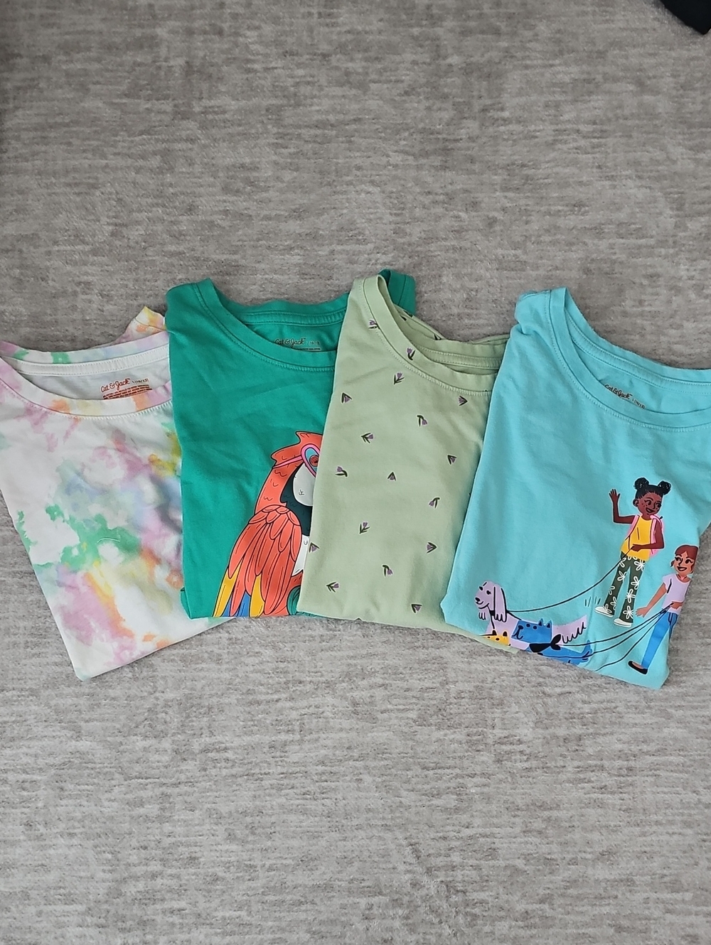 Cat & Jack Kids Short Sleeve Tees - Teal, Light Blue, Mint & Tie-Dye